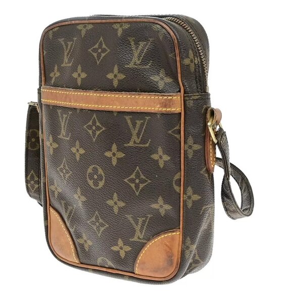 LOUIS VUITTON Danube Shoulder Bag Monogram Leather Brown France M45266 30ED775 - Picture 1 of 16